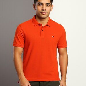 Tommy Hilfiger Mens Size XL Orange 1985 Pique Cotton Polo Shirt NEW